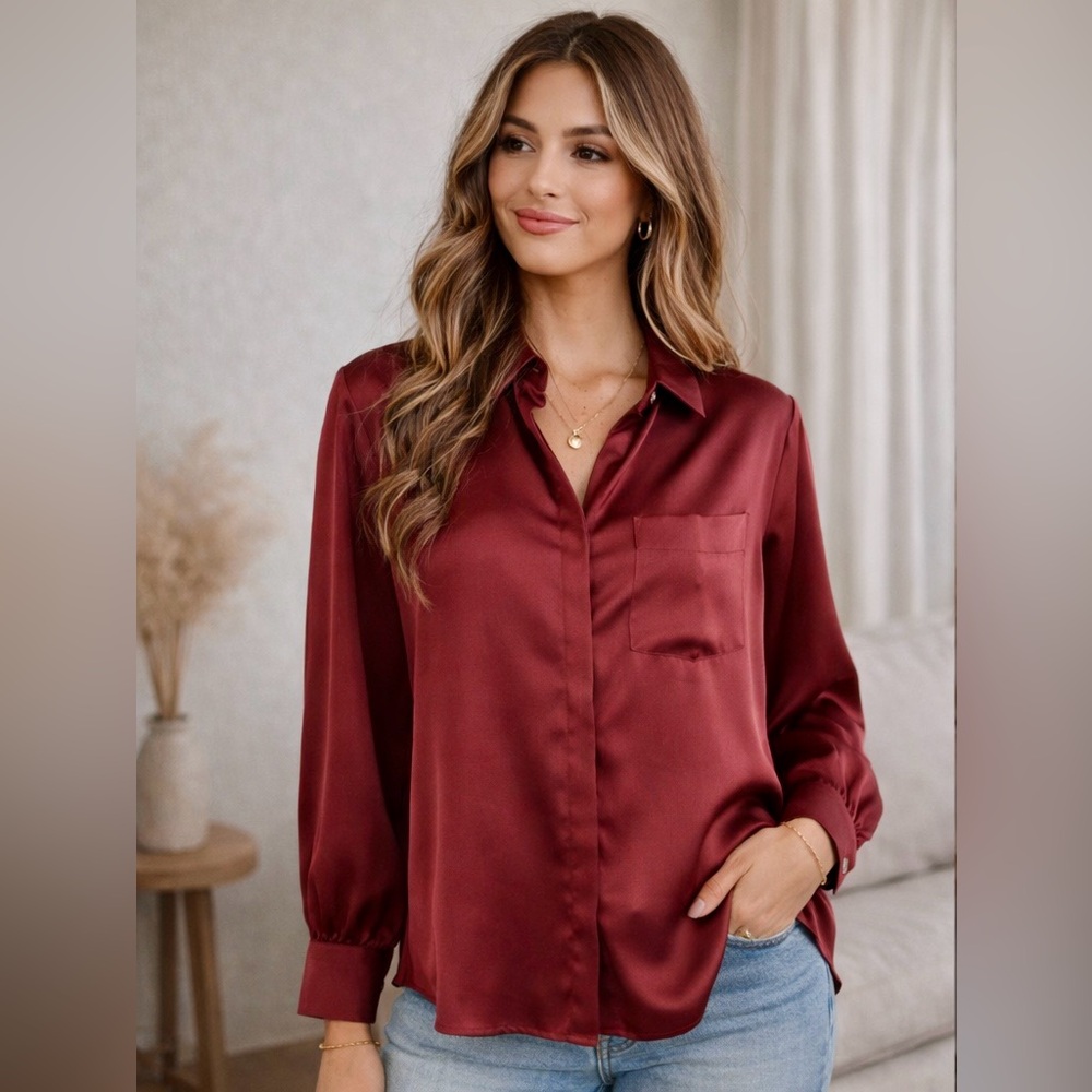 Vince Camuto Burgundy Button Down Shirt